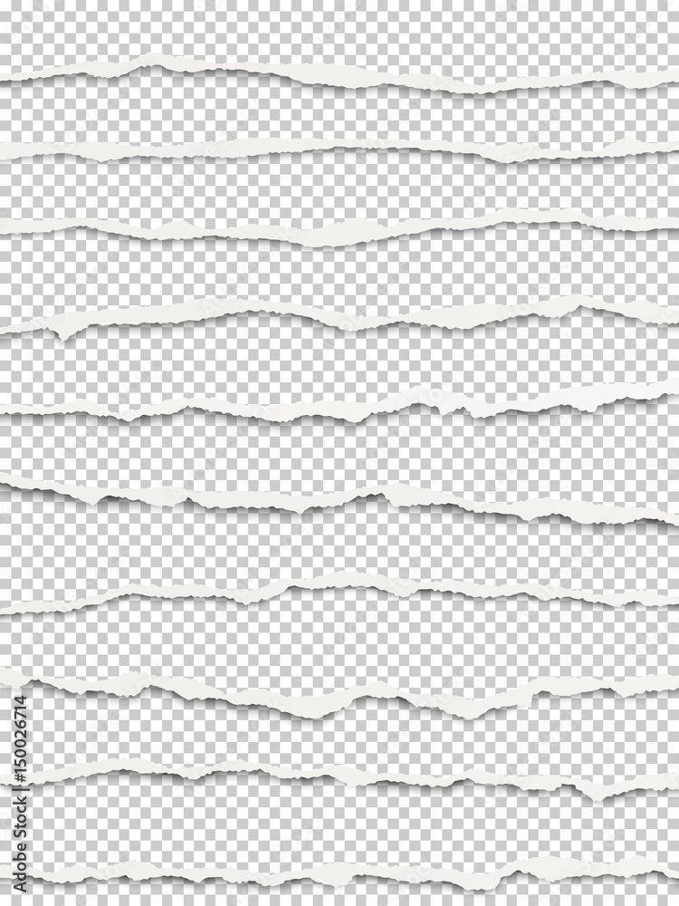 Wall mural vector layered torn transparent paper with soft shadow