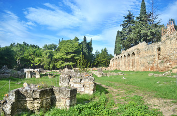 ancient Daphni monastery in Athens Greece 