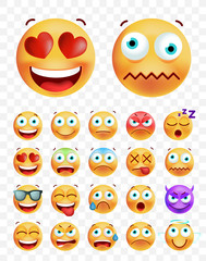 Set of Cute Emoticons on White Background. Isolated Vector Illustration 