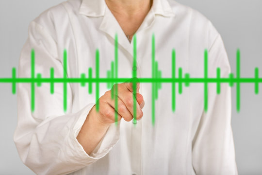 Person in front of virtual light beam - Powered by Adobe