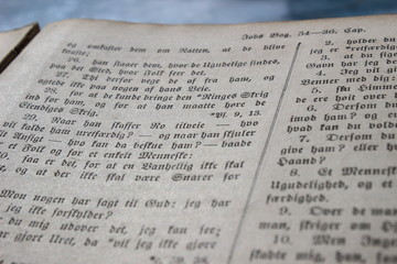 Very Old Book close up - Danish Bible