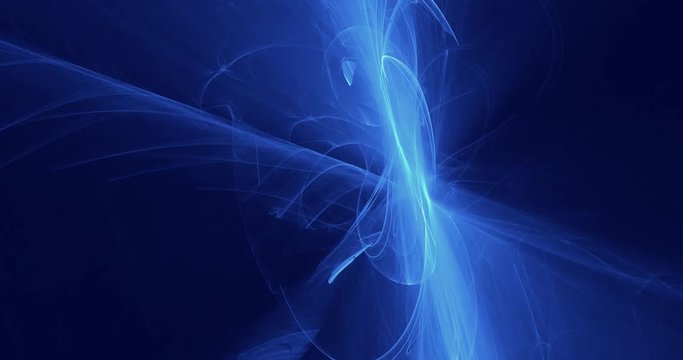 Futuristic Dynamic Background with blue Flame Fractal Animation for Special and Visual effects aplications and modern future technology design. Blue foreground on the dark blue background.