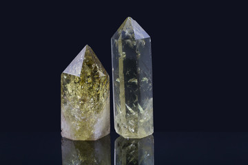 Natural quartz stone on black background