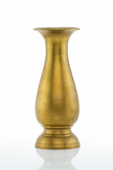 Antique rusty grunge brass vase on white background