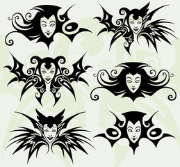 Elegant hand drawn abstract illustration of a beautiful female face