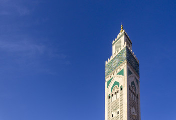 Grande Mosque Hassan II, minaret detail, in Casablanca.