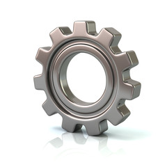 3d illustration of silver gear wheel