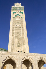 Fototapeta premium Grande Mosque Hassan II, minaret detail, in Casablanca.
