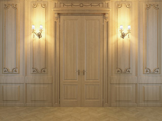 3D rendering wood panels in the interior
