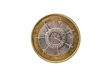 Used commemorative anniversary bimetal 3 euro Slovenia coin 2012.