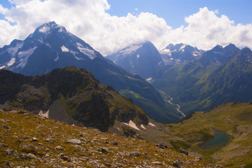 Beautiful mountain lake in the mountains of Arkhyz. the Caucasus. Russia