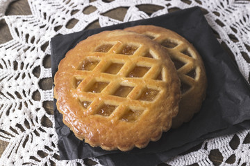 Apricot jam cookies on  table