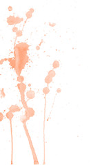 Orange watercolor splashes and blots on white background. Ink painting. Hand drawn illustration. Abstract artwork.