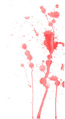 Fototapeta na wymiar Pink red watercolor splashes and blots on white background. Ink painting. Hand drawn illustration. Abstract artwork.