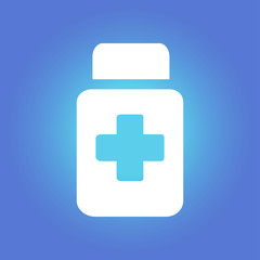 Drugs sign icon. Pack with pills. Flat design style. 