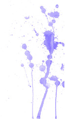 Light purple watercolor splashes and blots on white background. Ink painting. Hand drawn illustration. Abstract watercolour artwork. 