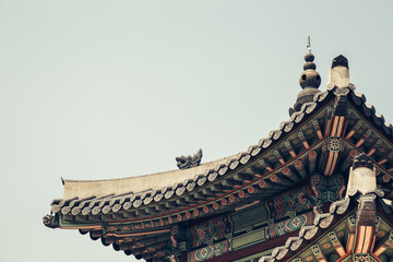 Korean traditional architecture Seojangdae roof eaves in Suwon, Korea