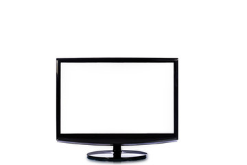 TV flat screen lcd, HD monitor Modern video panel with white screen with clipping path.