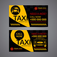 Taxi pickup service business card layout template. Create your own business cards. Mockup Vector illustration.