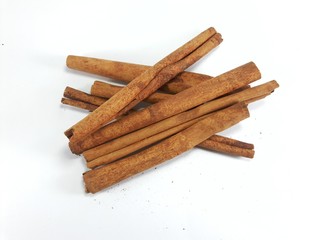 Cinnamon stick on white background