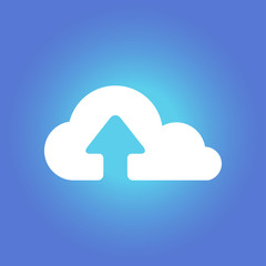 Upload from cloud icon.  Upload button.  Flat  design style.