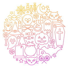 Halloween Line Icon Circle Design