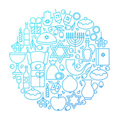 Hanukkah Line Icon Circle Design