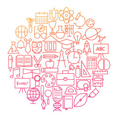 School Line Icon Circle Design