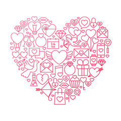 Valentine Day Line Icon Heart Design