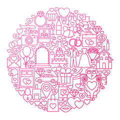 Wedding Line Icon Circle Design