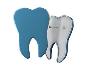 3d illustration of Tooth in the form of an badge, Dental Concept Frame.