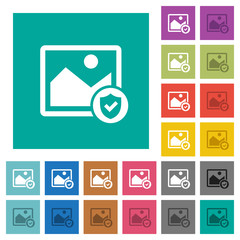 Protected image square flat multi colored icons