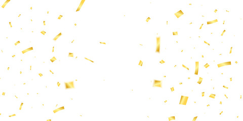 Confetti. Golden confetti isolated on white background. Flying confetti