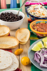 Ingredients for taco boats with black beans and vegetables.