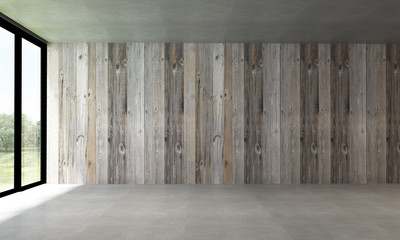 the interior design of empty room and wood wall background