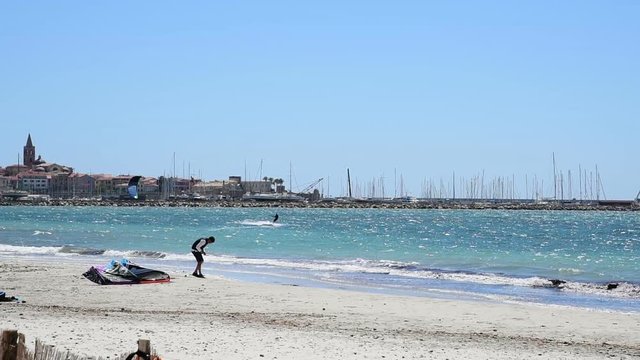 Kite surfing in Alghero, Sardinia