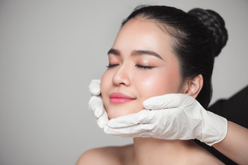 Facial beauty. Beautiful Woman before Plastic Surgery Operation Cosmetology. © makistock
