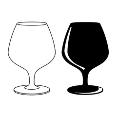 Brandy glass. Black and white icons