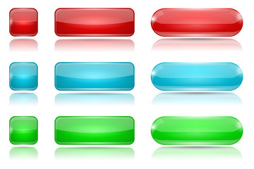 Colored glass buttons. Red, blue, green web icons