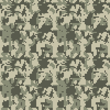 Camouflage seamless pattern Vector illustration for printing on cloth, textile, Wallpaper, paper, wrapper. Different shades of green color Abstract background in military style.