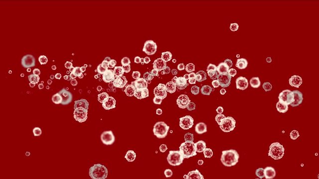 4k Abstract cells virus dust particles background.