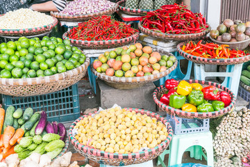 Fototapeta na wymiar Vegetables at a market in Hanoi, Vietnam
