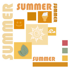 Summer icons with text.