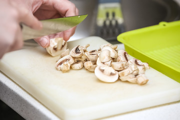 Cutting mushrooms