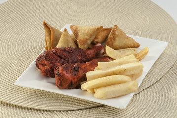 Samosa & Chicken tikka with french fries