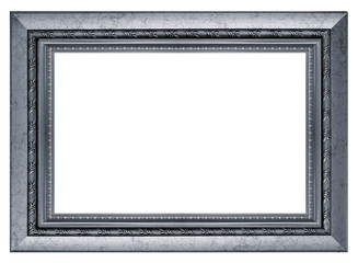 Fototapeta premium Blue picture frame on white background.