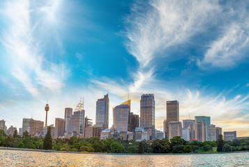 Fototapeta premium Sydney panoramic cityscape at sunset, NSW, Australia