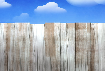 hand drawn illustration od a rural wooden fence