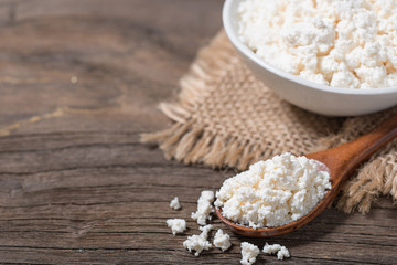 homemade cheese in the bowl