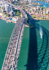 Sydney harbour Bridge as seen from the sky, NSW, Australia